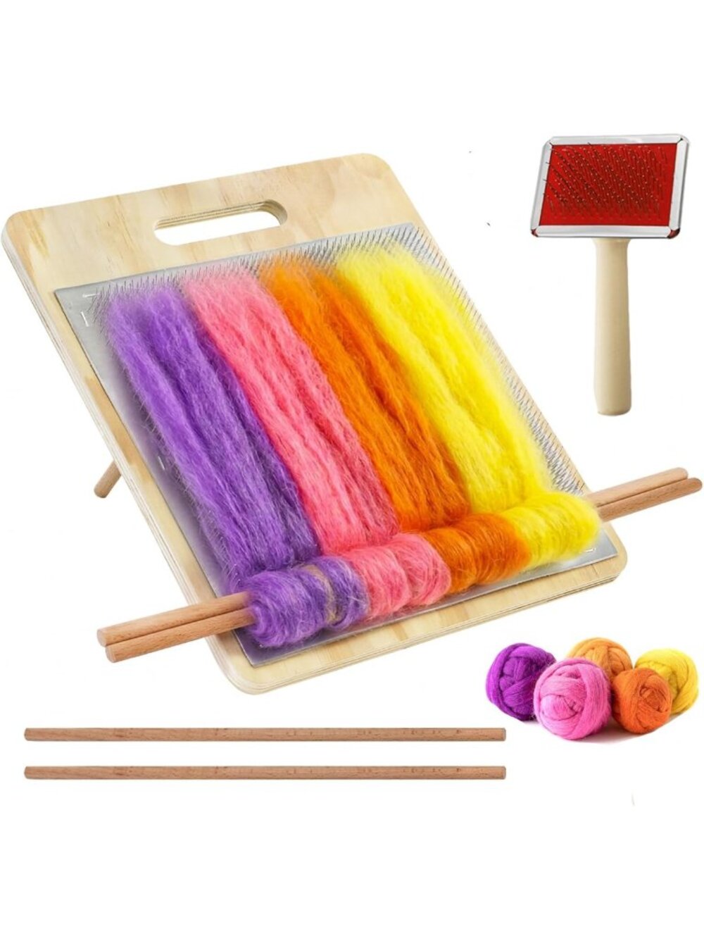 Large Tilted Wool Carder Blending Board Set for Spinning & Fiber Arts